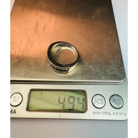 Women's Sterling Silver 925 Blue Princess Cut Cubic Zirconia Wedding Band, Sz 10 - Picture 11 of 11